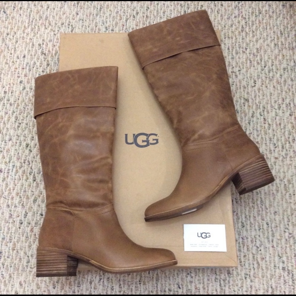 Like new UGG tan brown tall leather boots- size 10